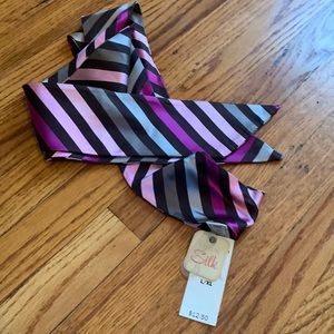 Old Navy silk striped neck or hair tie or purse bow accessory 3” by 64”